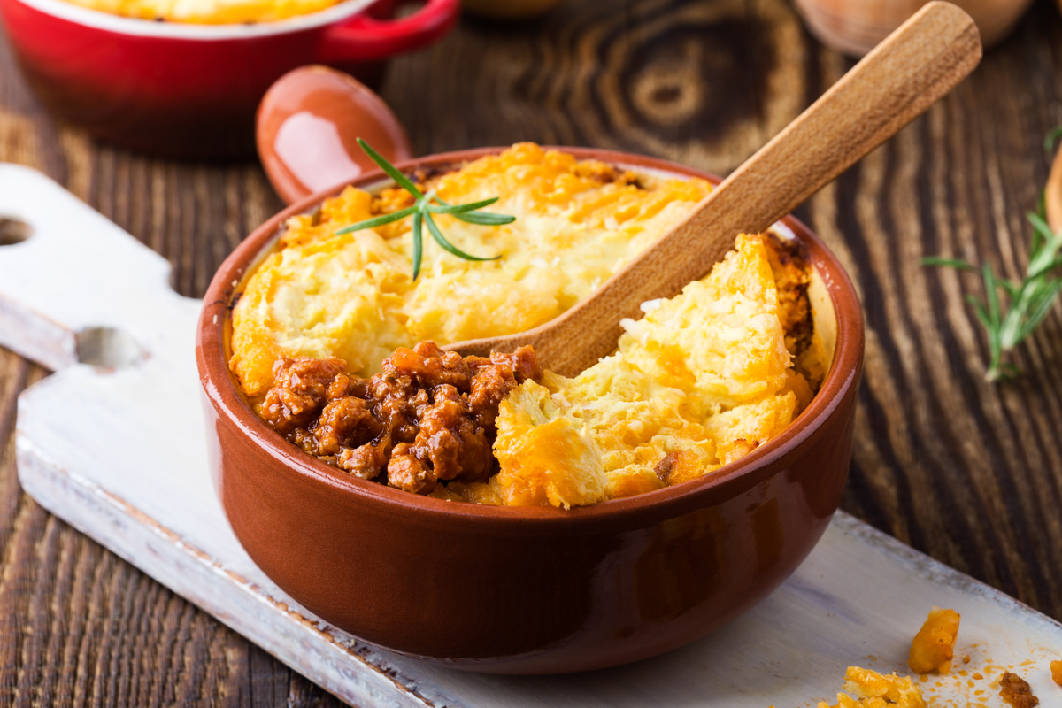 Ground beef in casserole dish