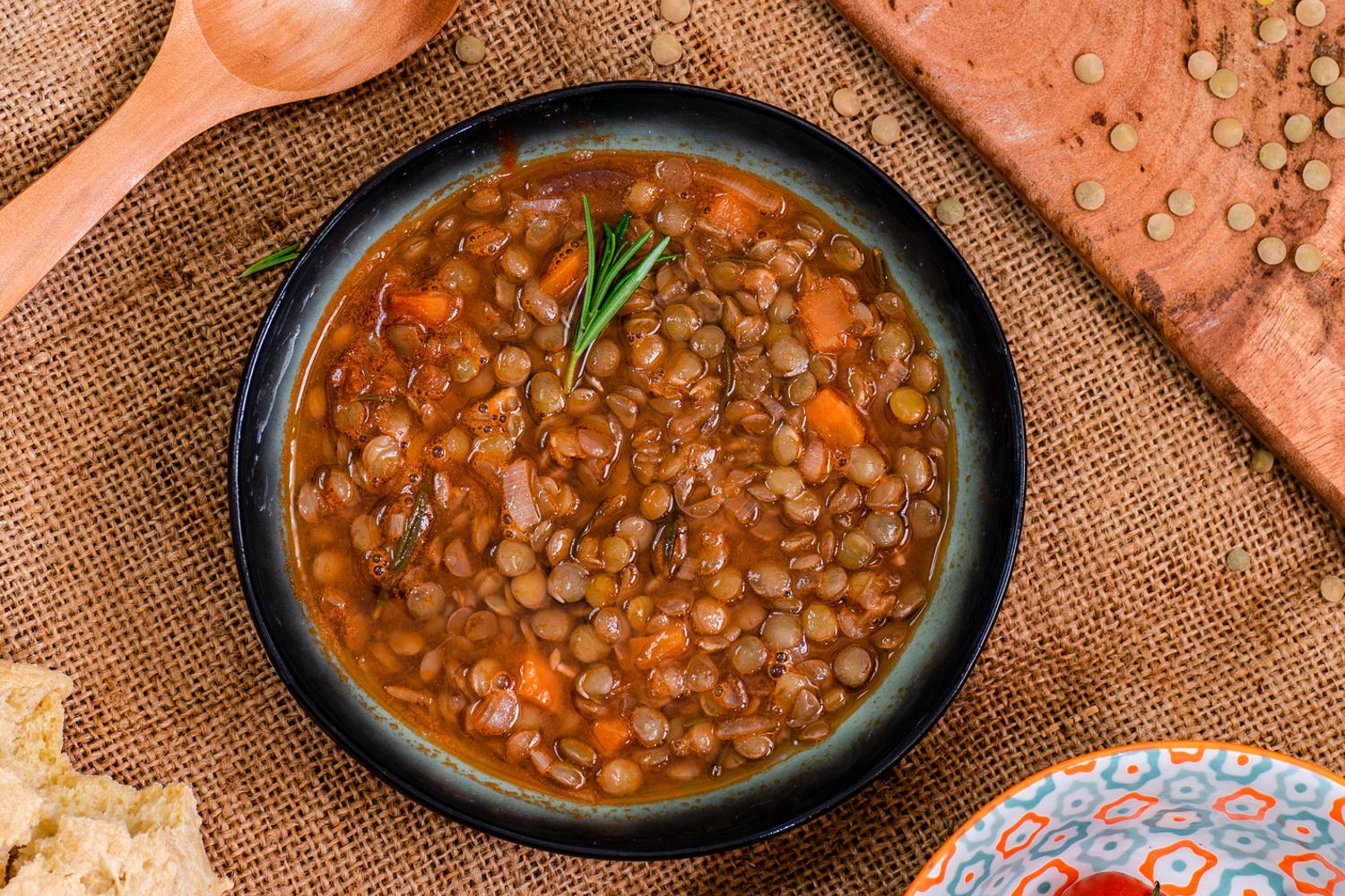 Bowl of lentil soup.