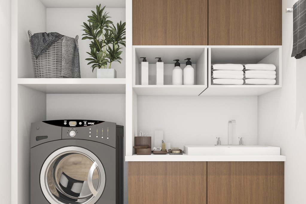 Minimalist modern laundry room