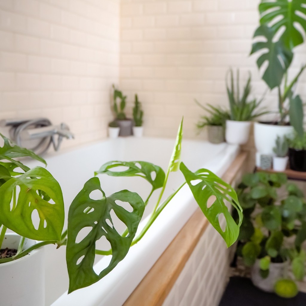 Plants in a bathroom