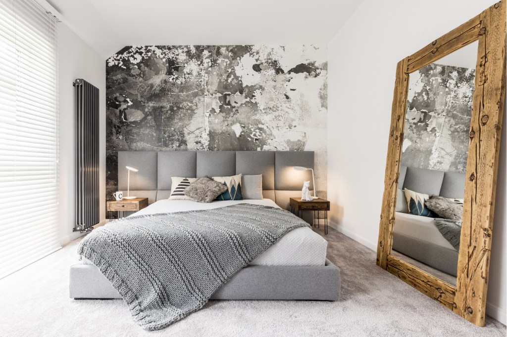 gray modern rustic bedroom design