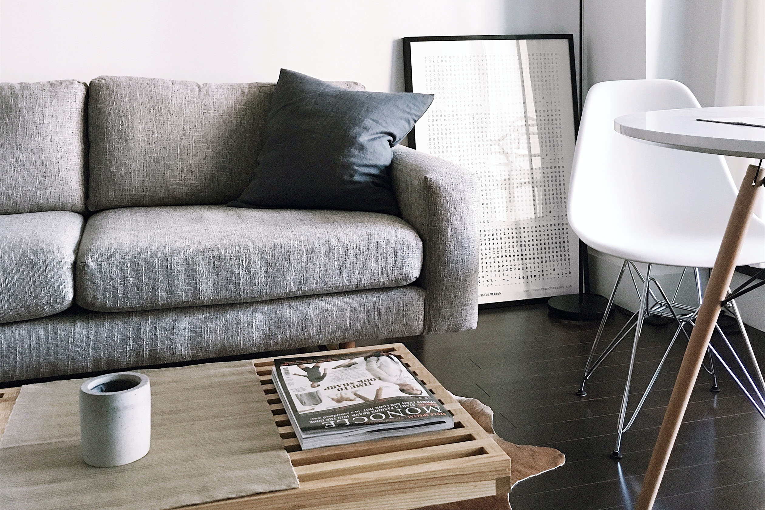 Small living space with eclectic furniture