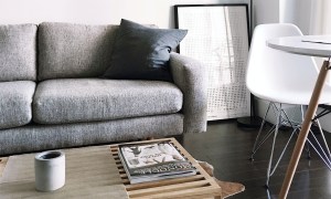 Small living space with eclectic furniture