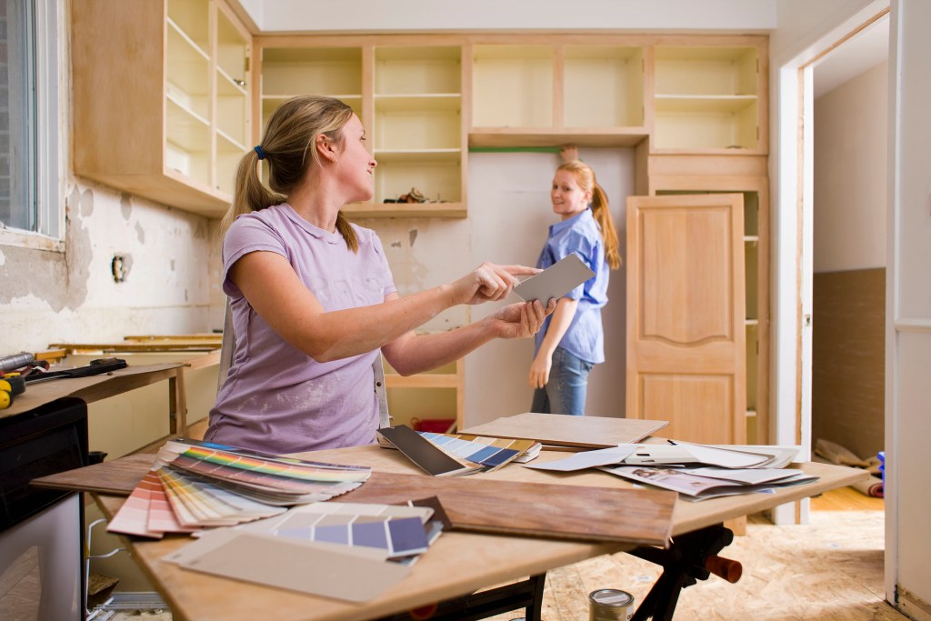 Two women planning a kitchen renovation