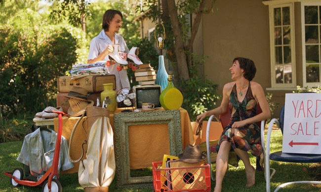 Young couple at a yard sale