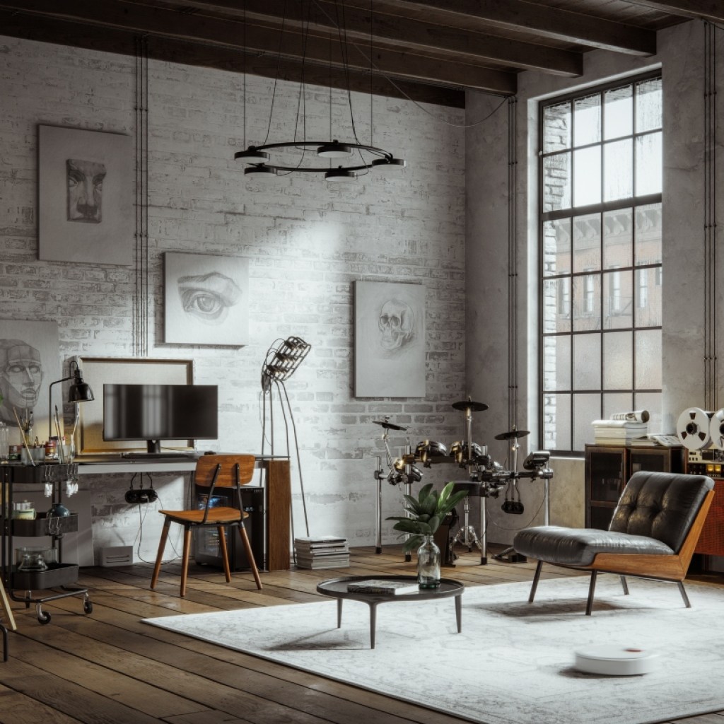contemporary and industrial designed art studio
