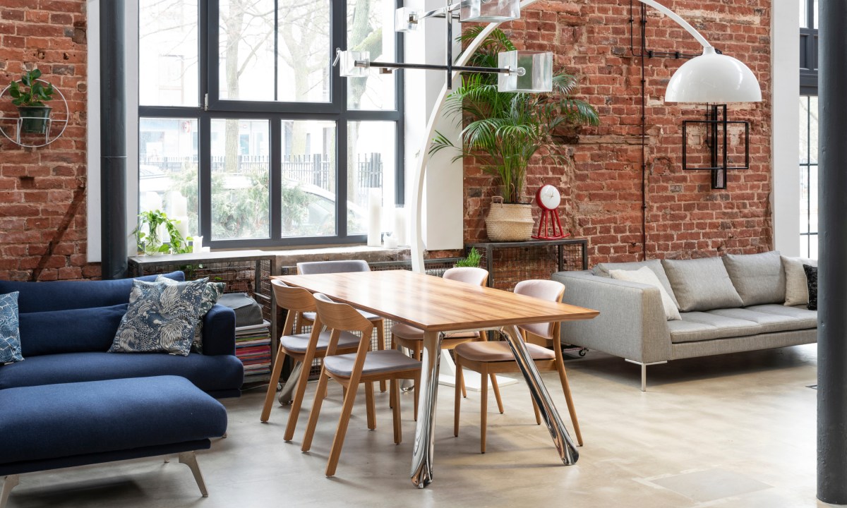 Contemporary industrial living room dining room