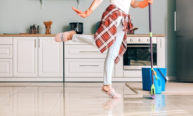 woman mopping floor
