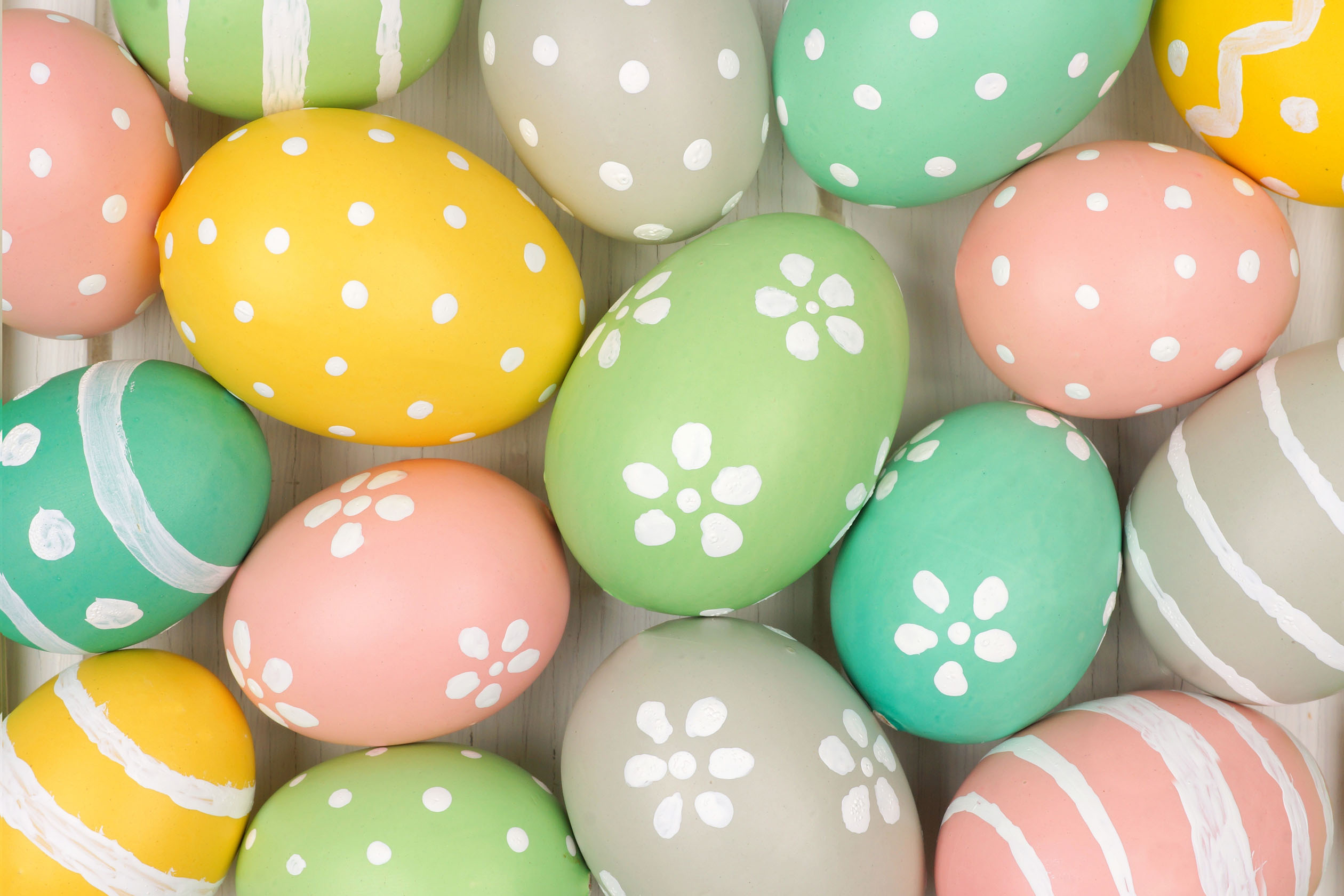 Hand-painted pastel Easter eggs
