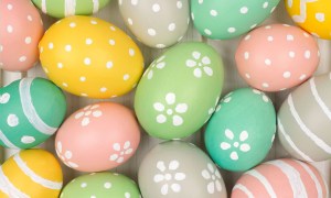 Hand-painted pastel Easter eggs