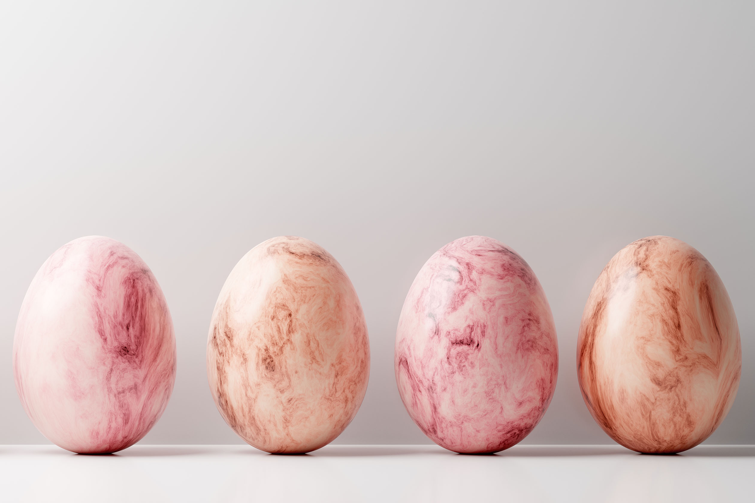 Pink and orange marbled Easter eggs