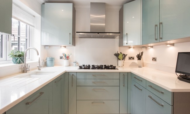 Quartz countertops in a modern kitchen