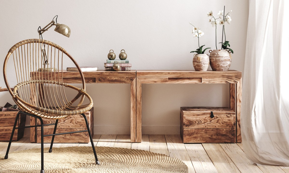 Rustic farmhouse interior with upscale decor