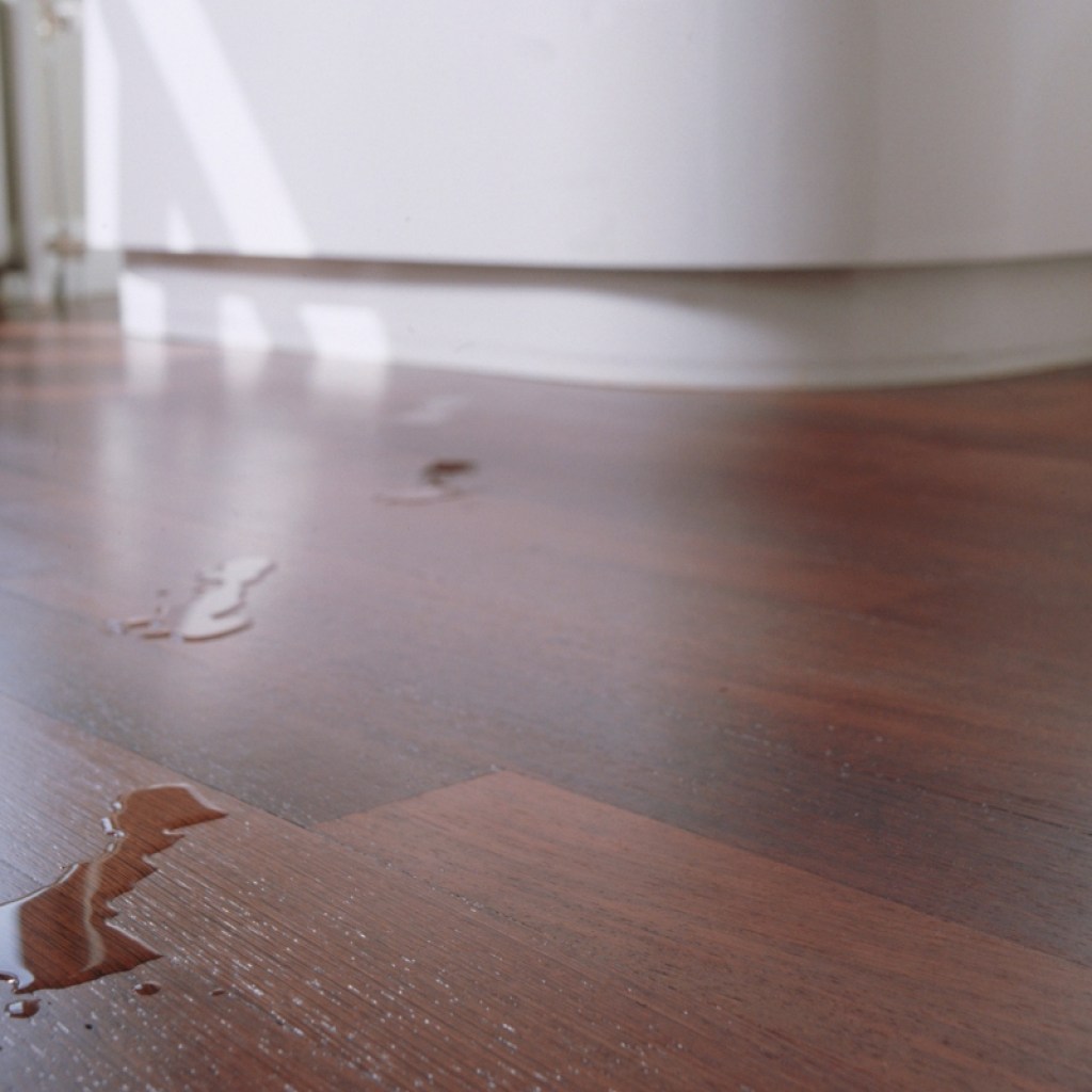 water footprints on the bathroom floor