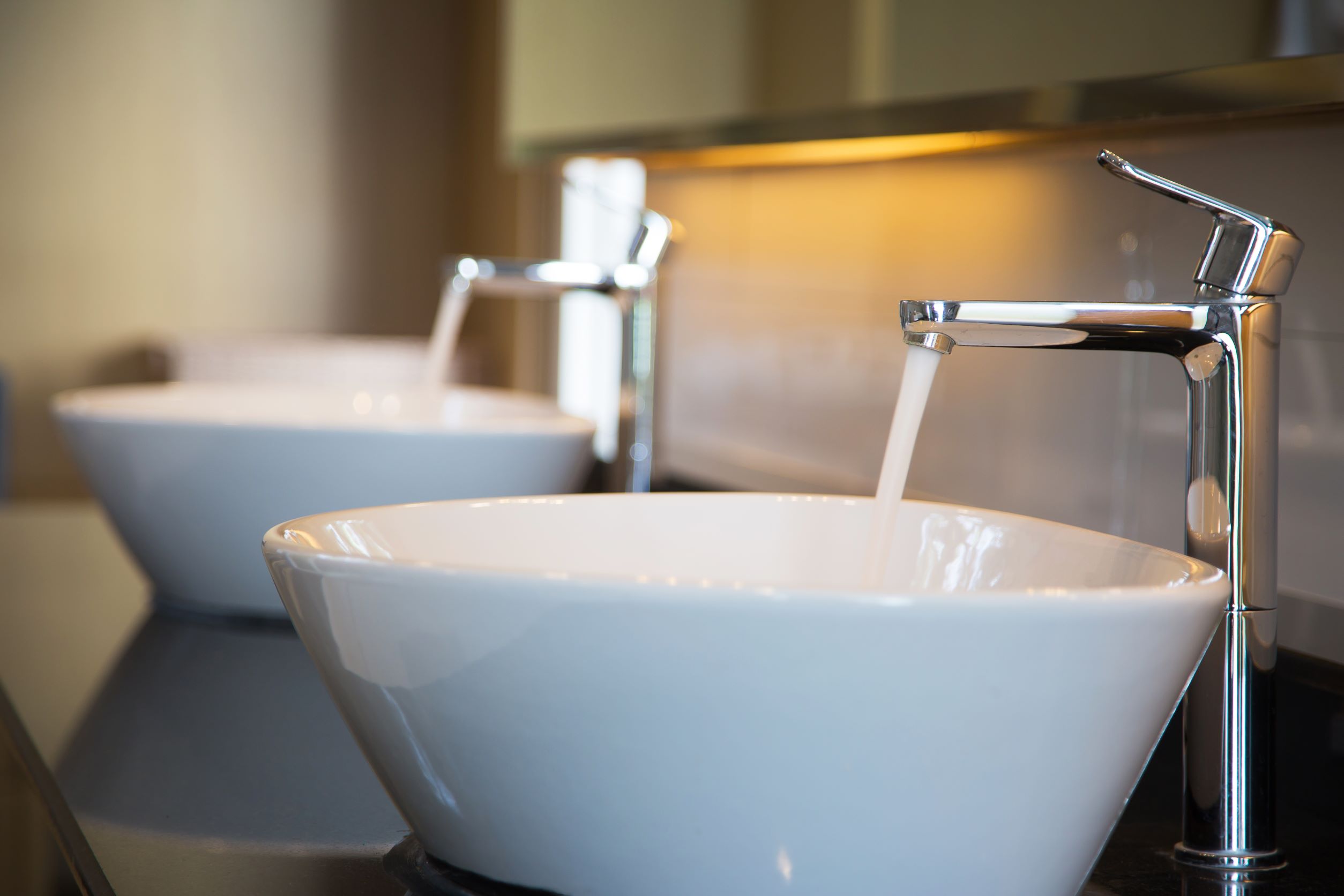 two white sink basins modern