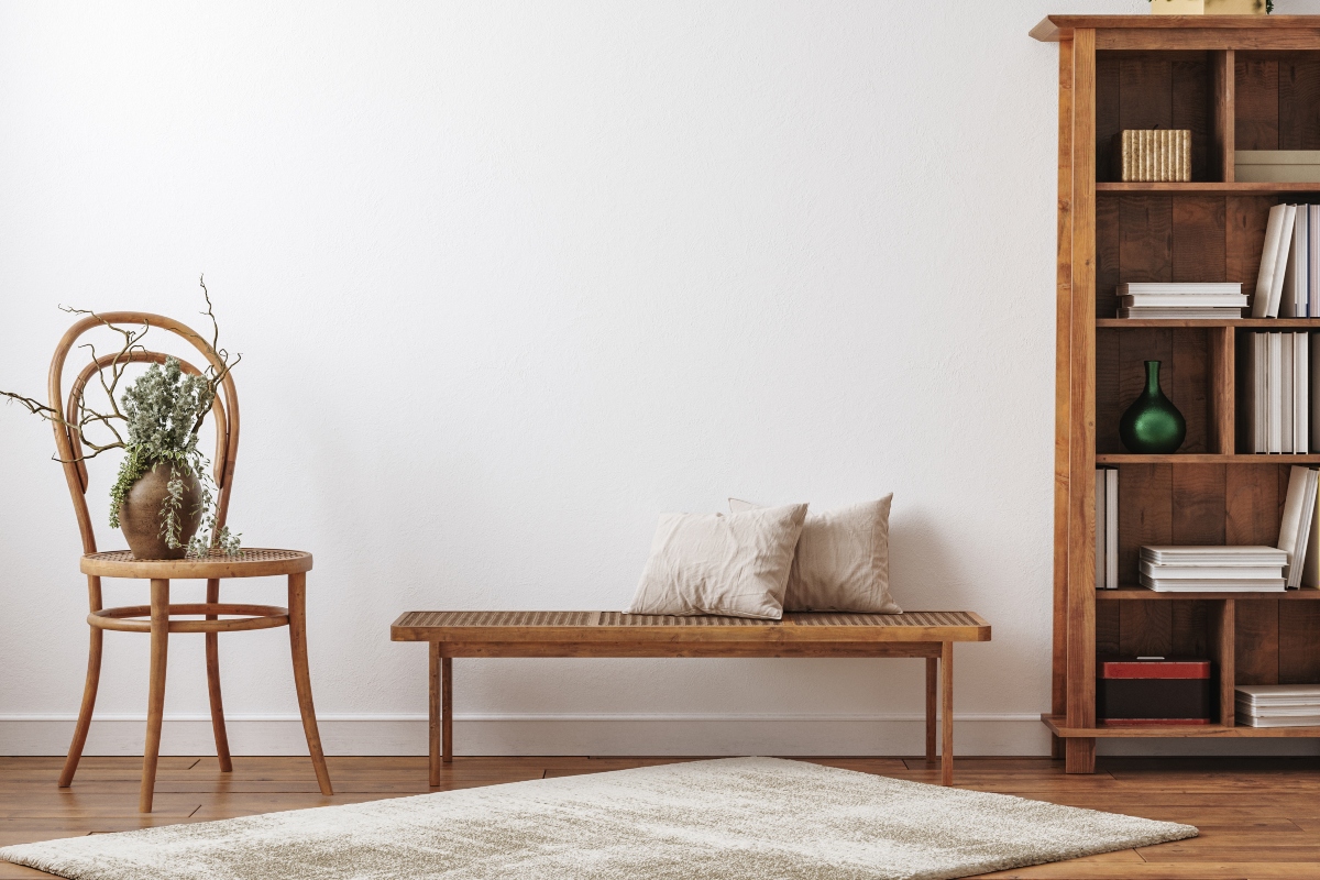 farmhouse entryway design with light colored rug