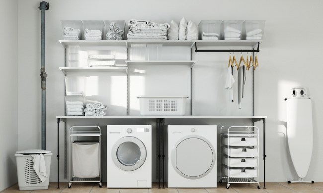 Laundry room with multifunctional storage unit