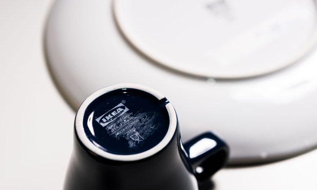 Plate and mug with sticky residue