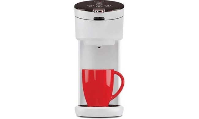 White Instant Pot Solo Coffee Maker with red coffee mug