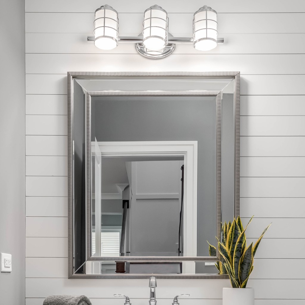 bathroom lights and mirror