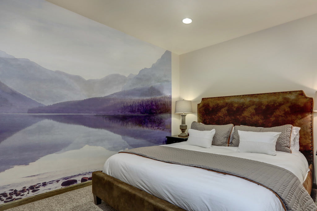 nature wall mural in bedroom