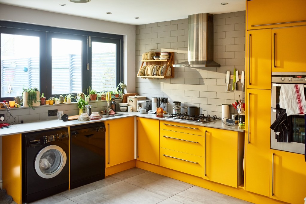 yellow kitchen cabients