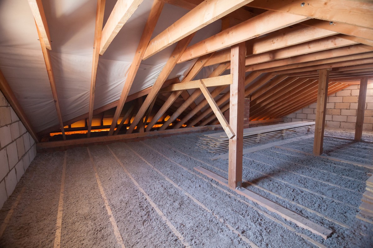 attic with insulation on floor