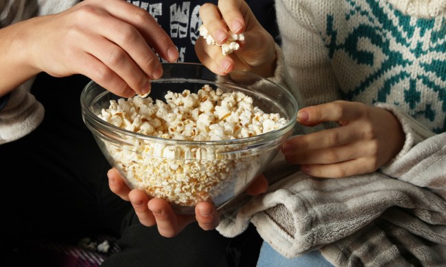 People eating popcorn