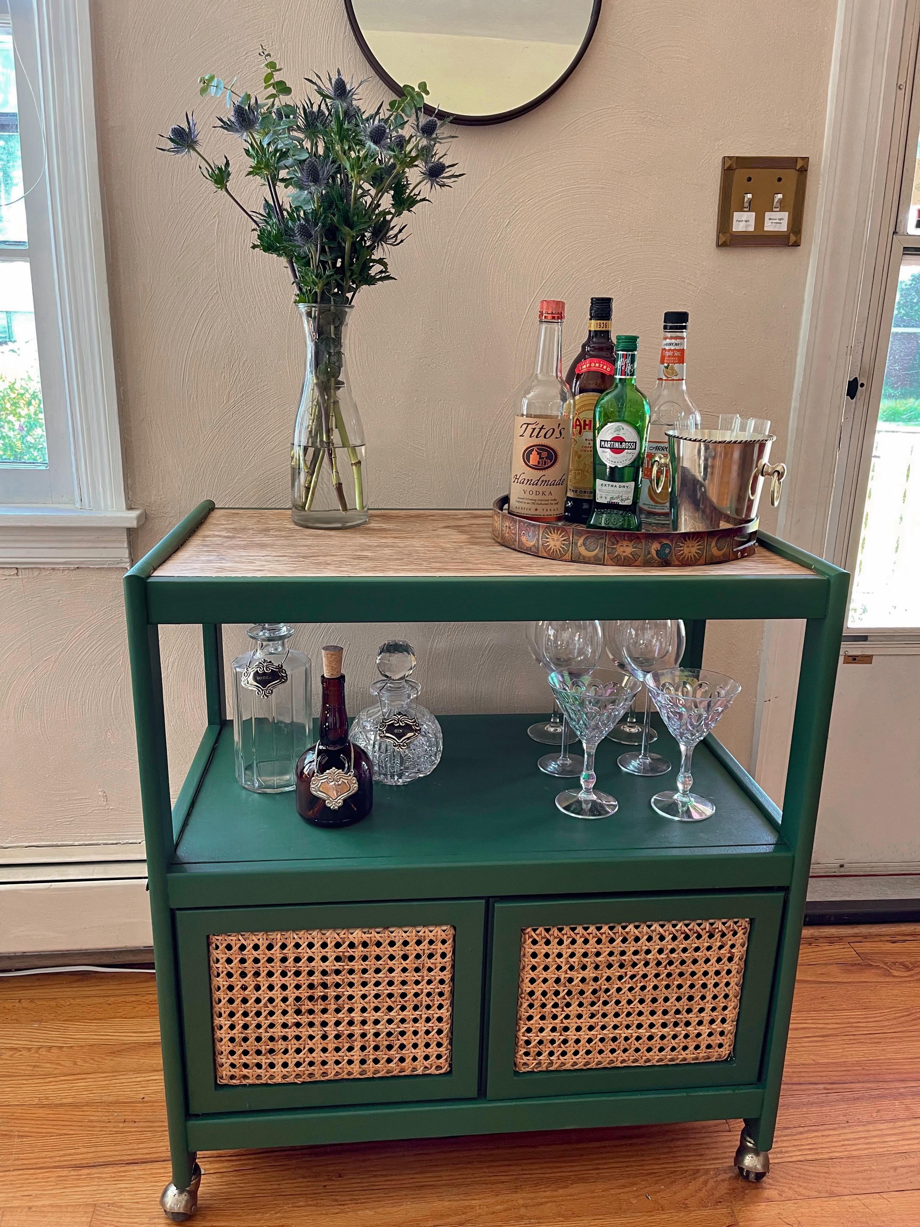 how to upcycle goodwill thrift store finds bar cart after