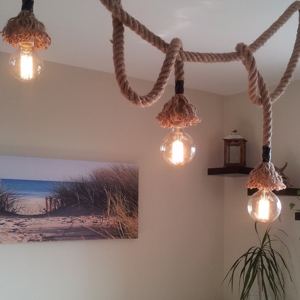 Beach home decor with unique rope lighting statement