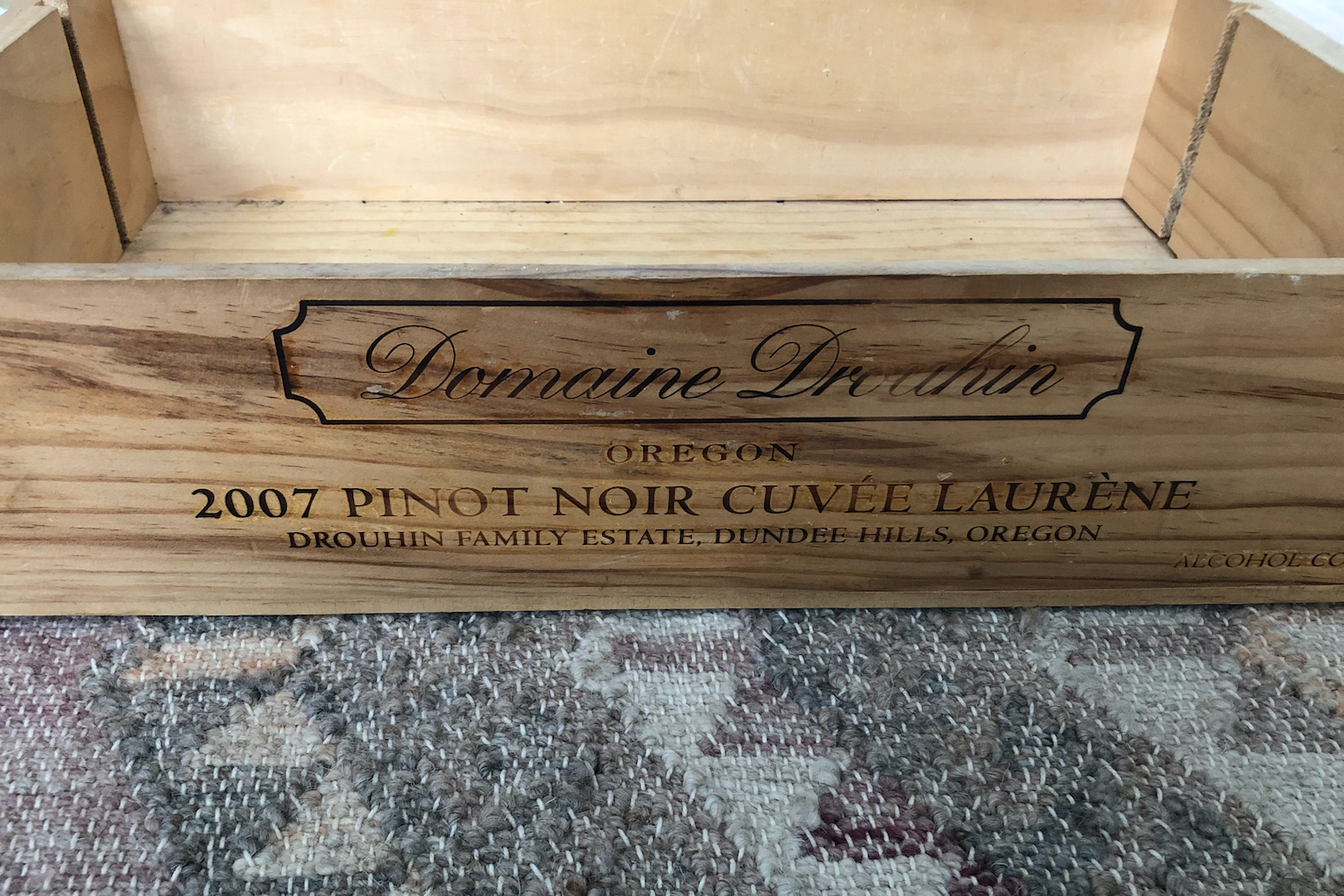 A wooden wine crate
