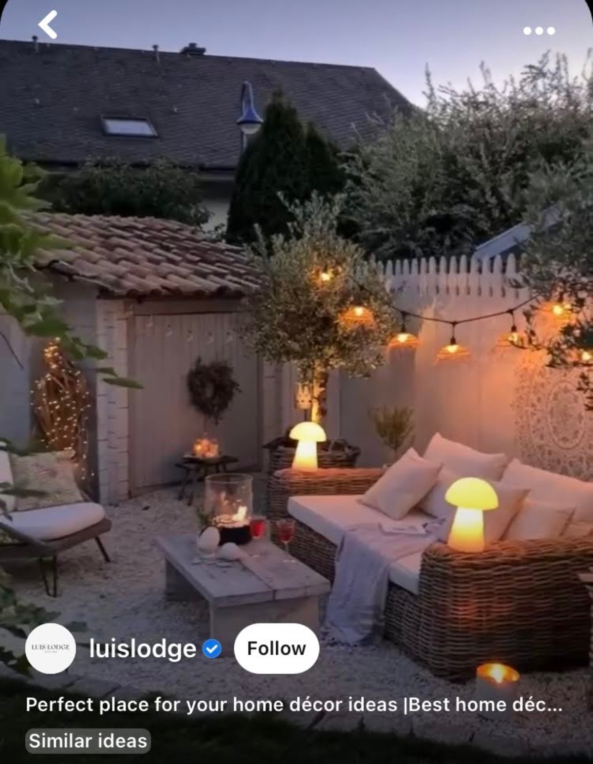 Small and cozy outdoor patio design from Luis Lodge from Pinterest