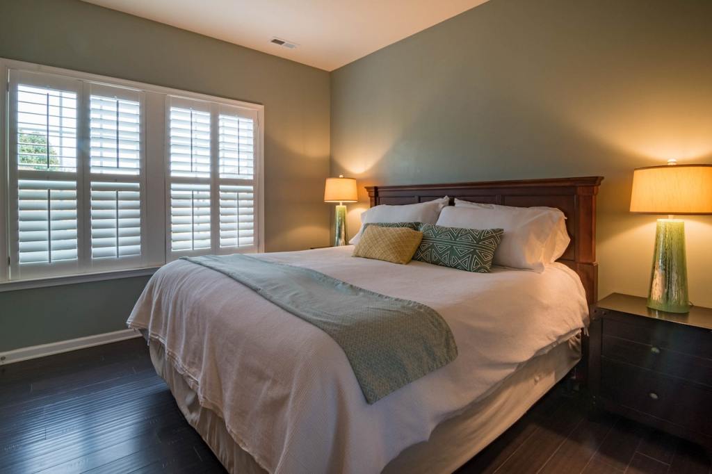 Minimalist bedroom with simple blinds