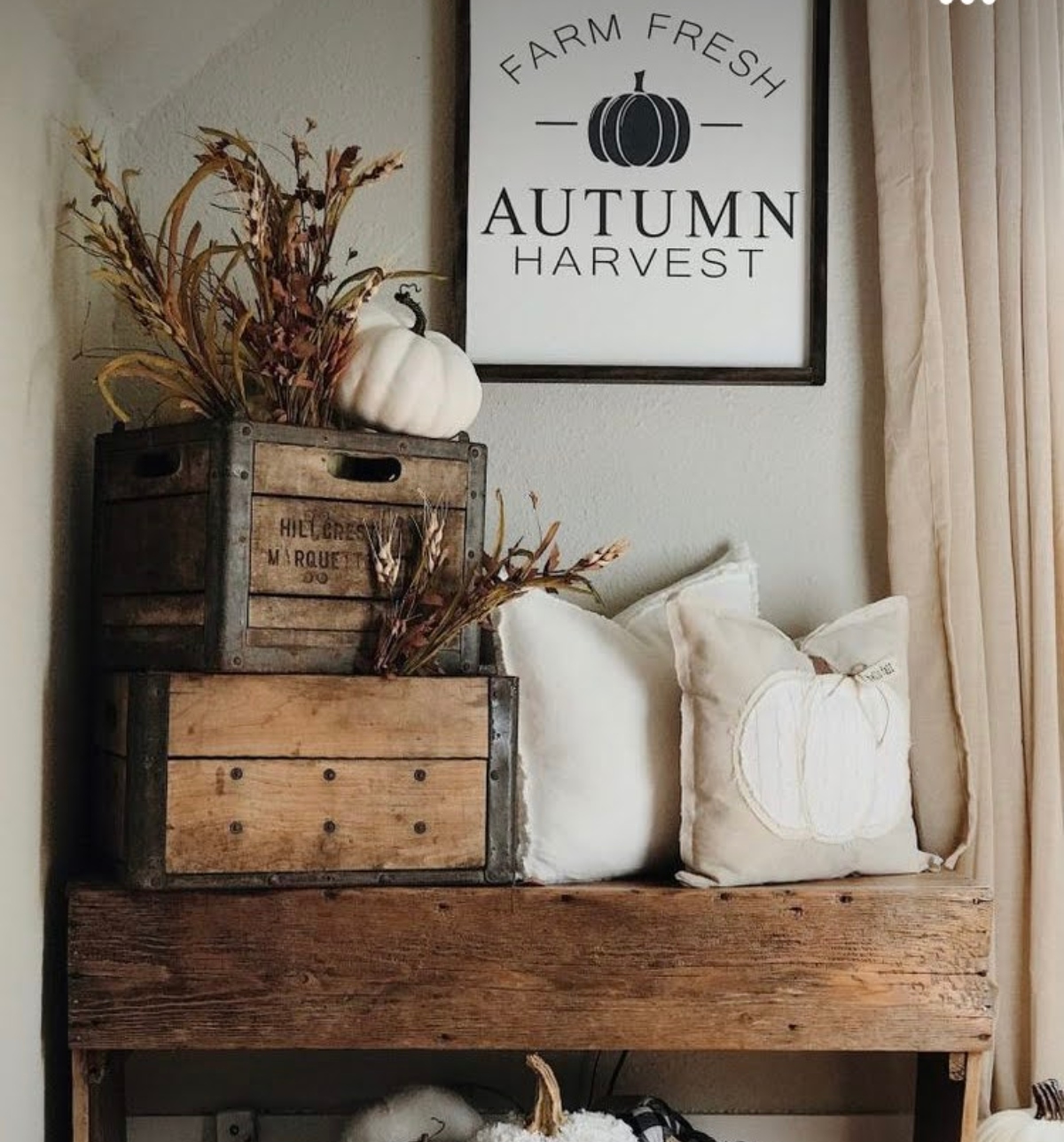 fall decor in entryway rustic and modern