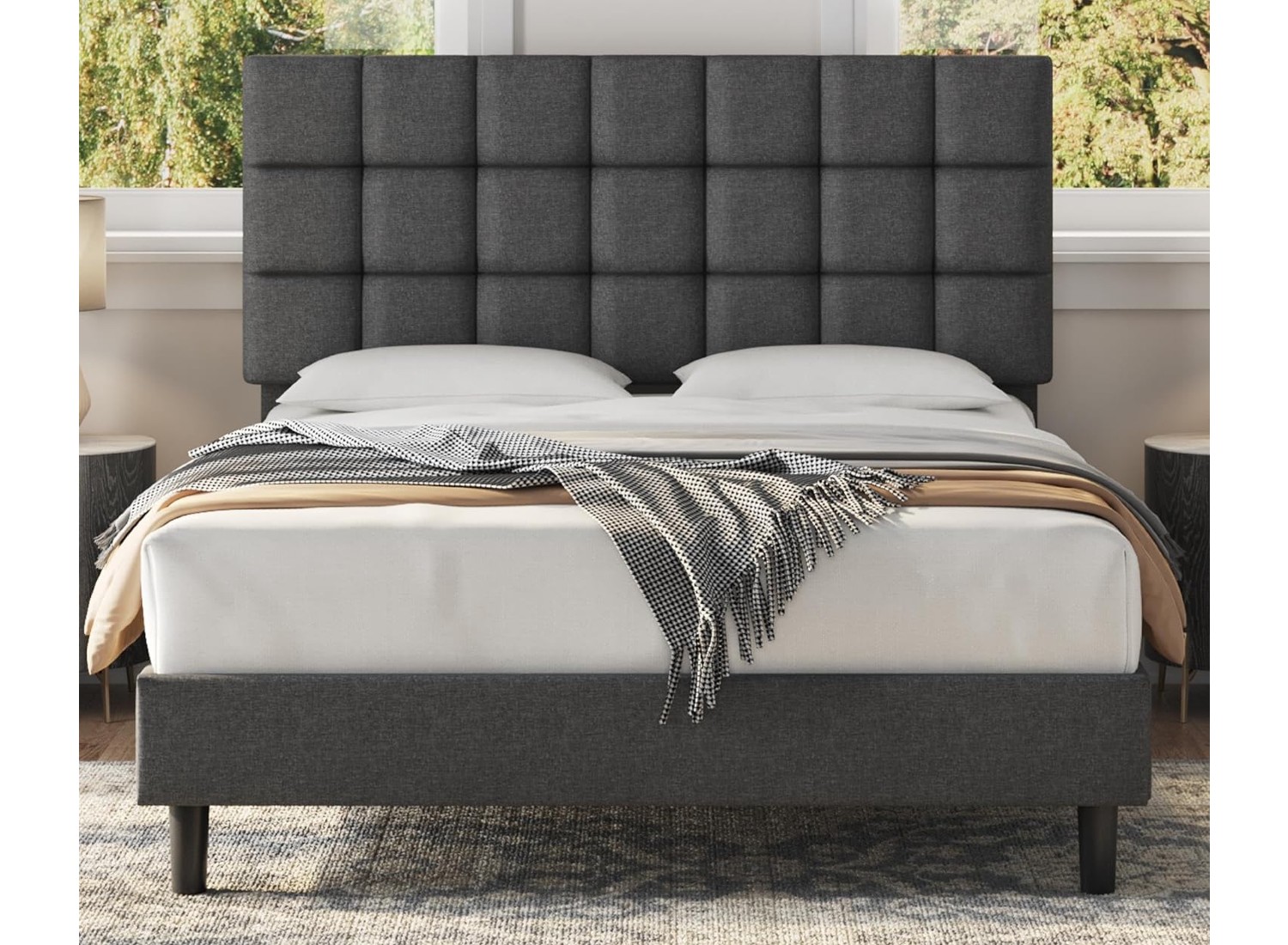Yaheetech Upholstered Bed Frame