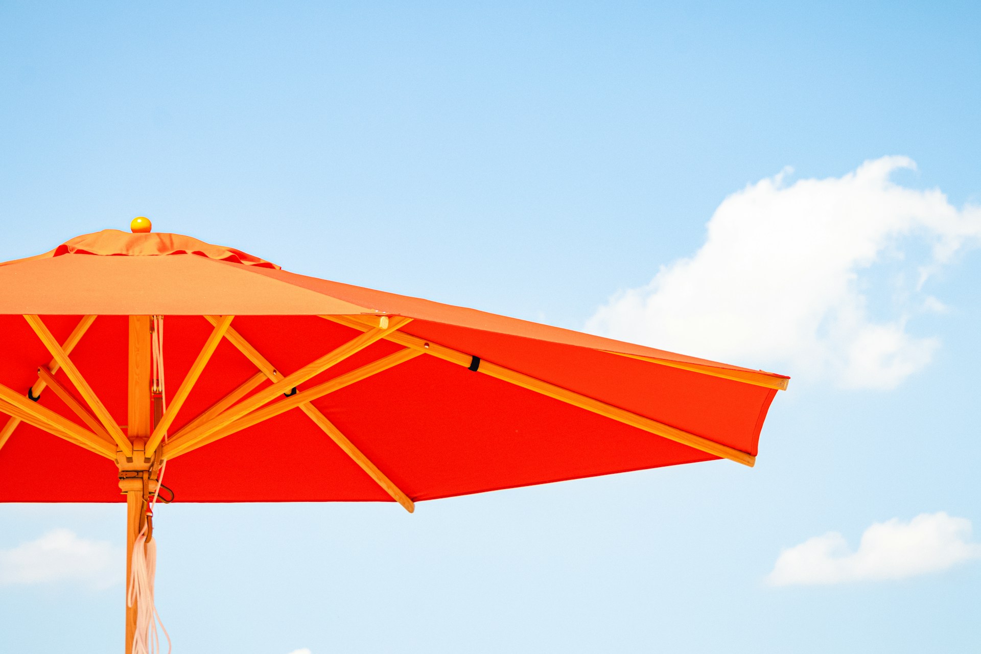 red patio umbrella