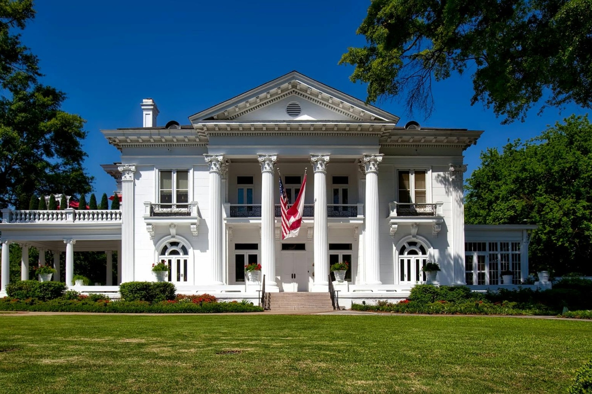 white greek revival house front facade