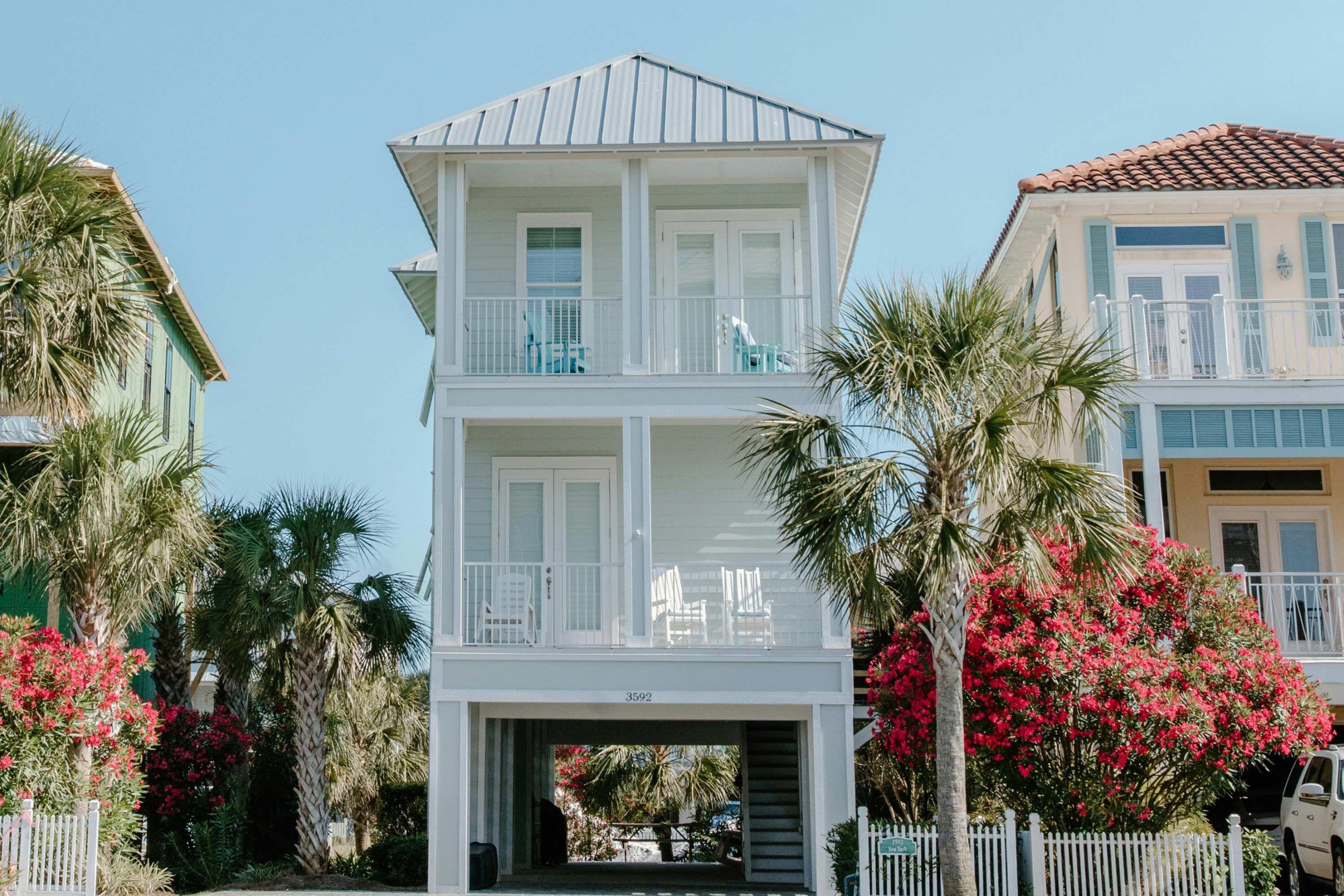 slim beachfront coastal house exterior