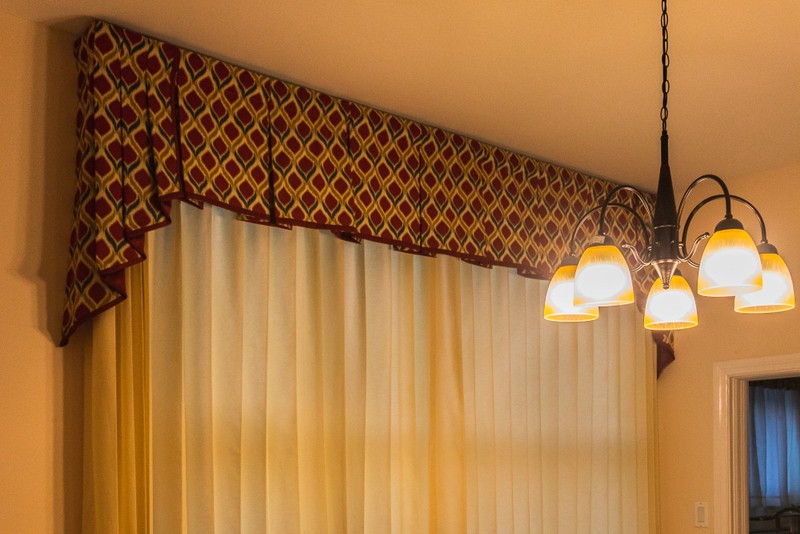 Valance and sheer curtains on sliding door